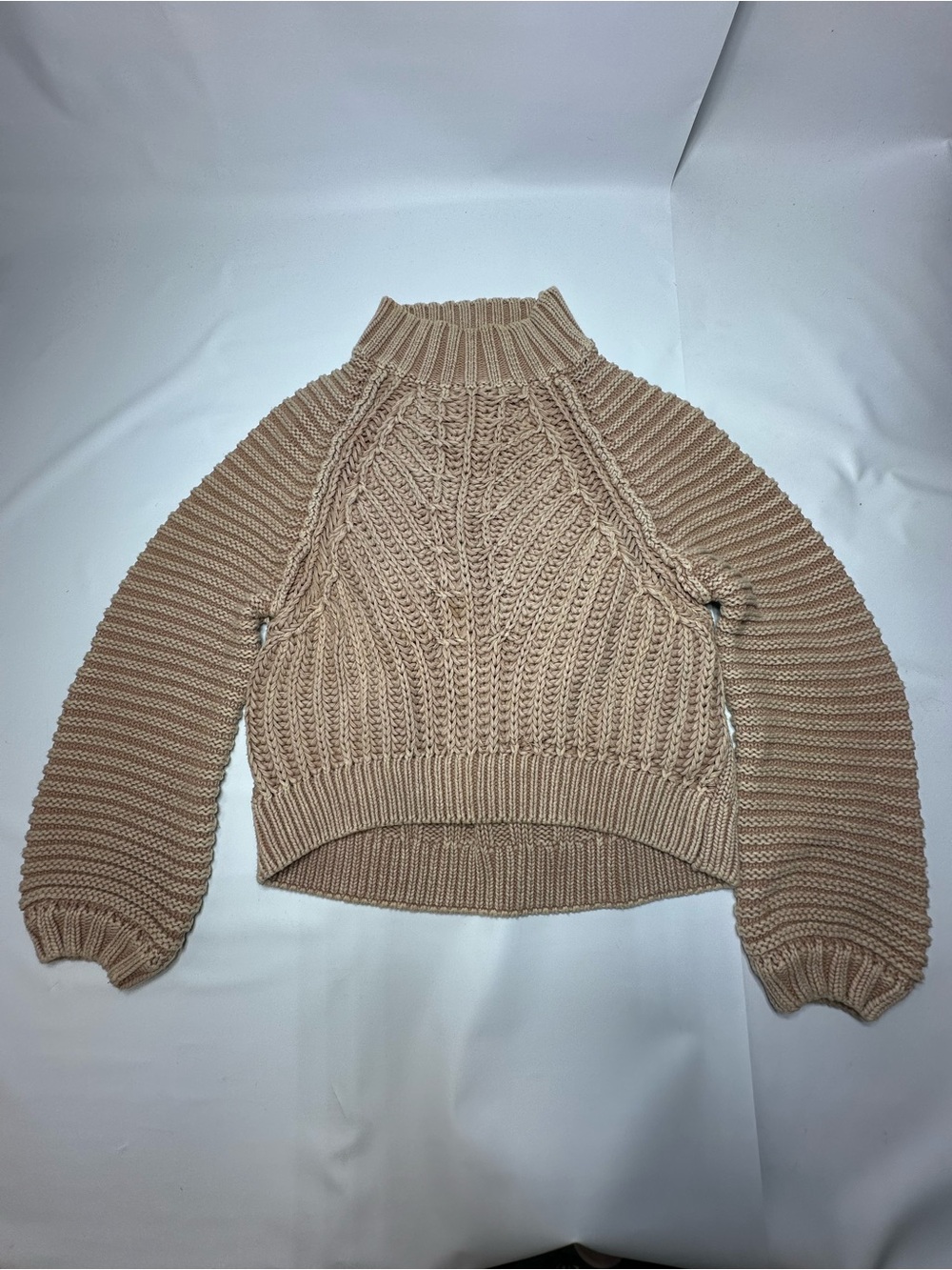 Free People Taupe Cropped Women’s Sweetheart Chunky Knit Sweater
